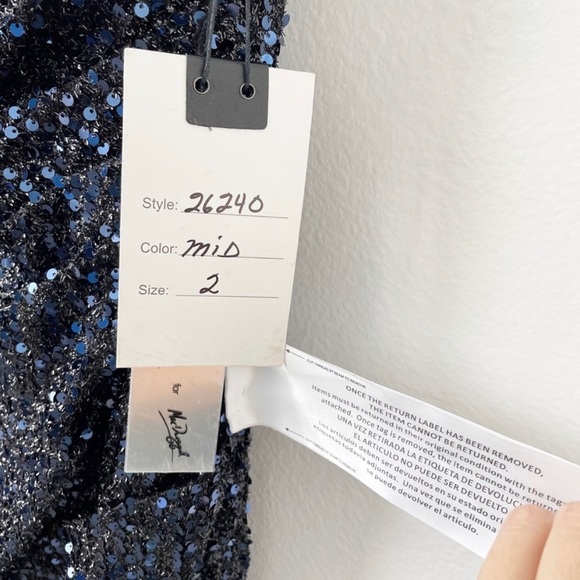 NWT Ieena Mac Douggal V-Neck Sequins Gown Front Slit Midnight Sz 2 - Picture 9 of 10